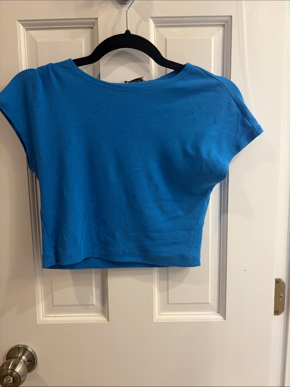 Zara Bright Blue Short Sleeve Crop Top